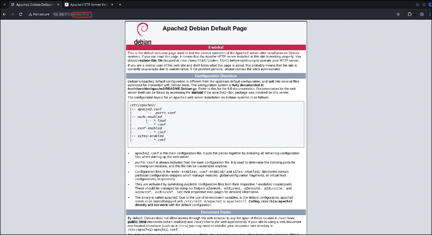 The Apache2 Debian default It works page