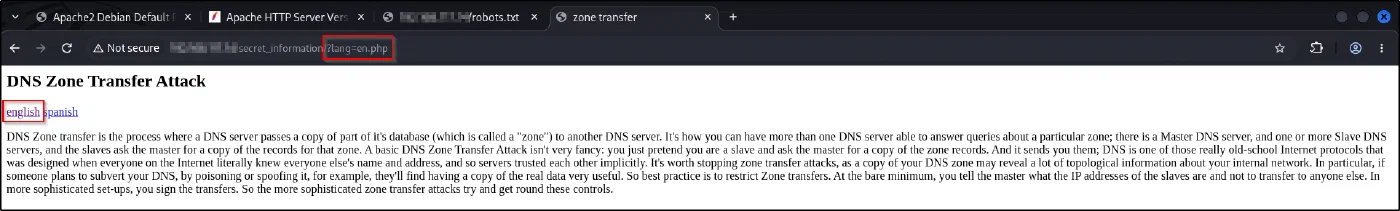 The language link setting the URL to ?lang=en.php