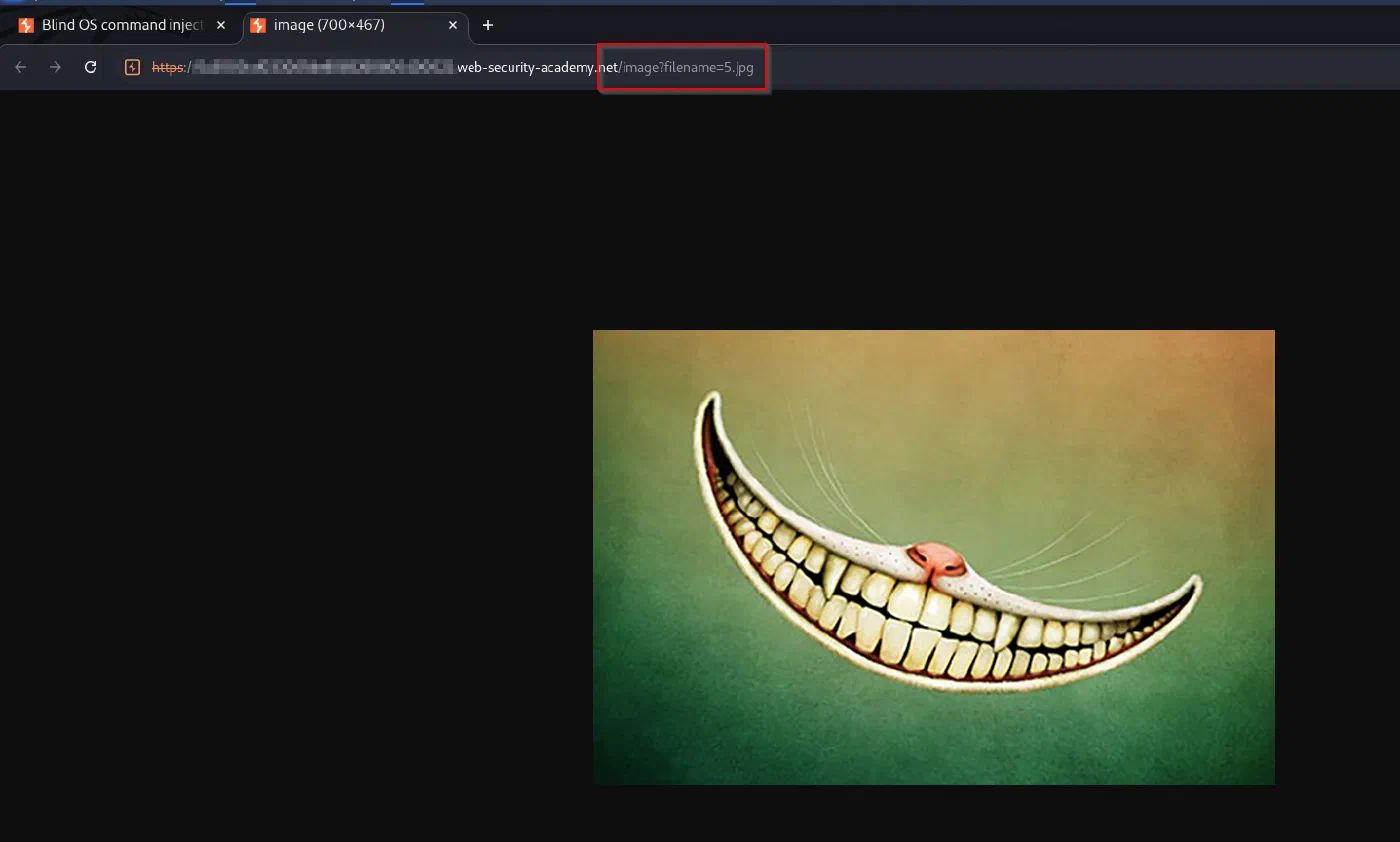 Images load via /image?filename=5.jpg, so the app reads files from its images directory (/var/www/images/) and returns them.