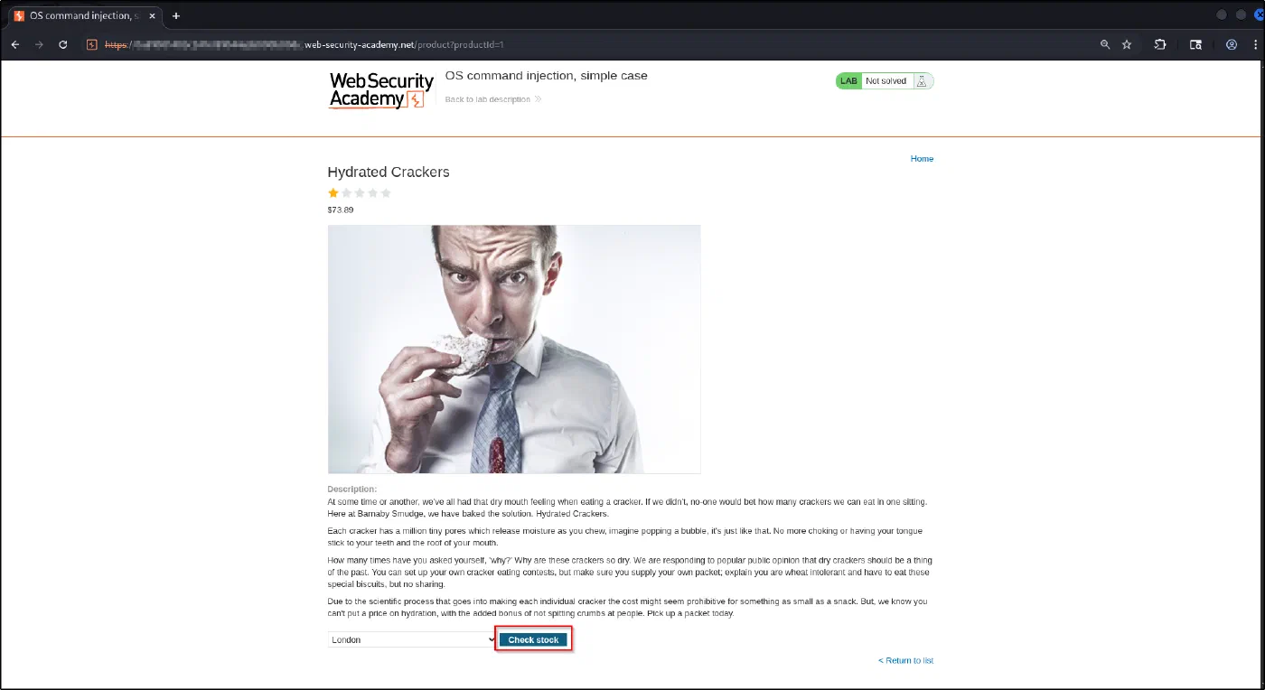 The product page's "Check stock" feature, which shells out on the server.