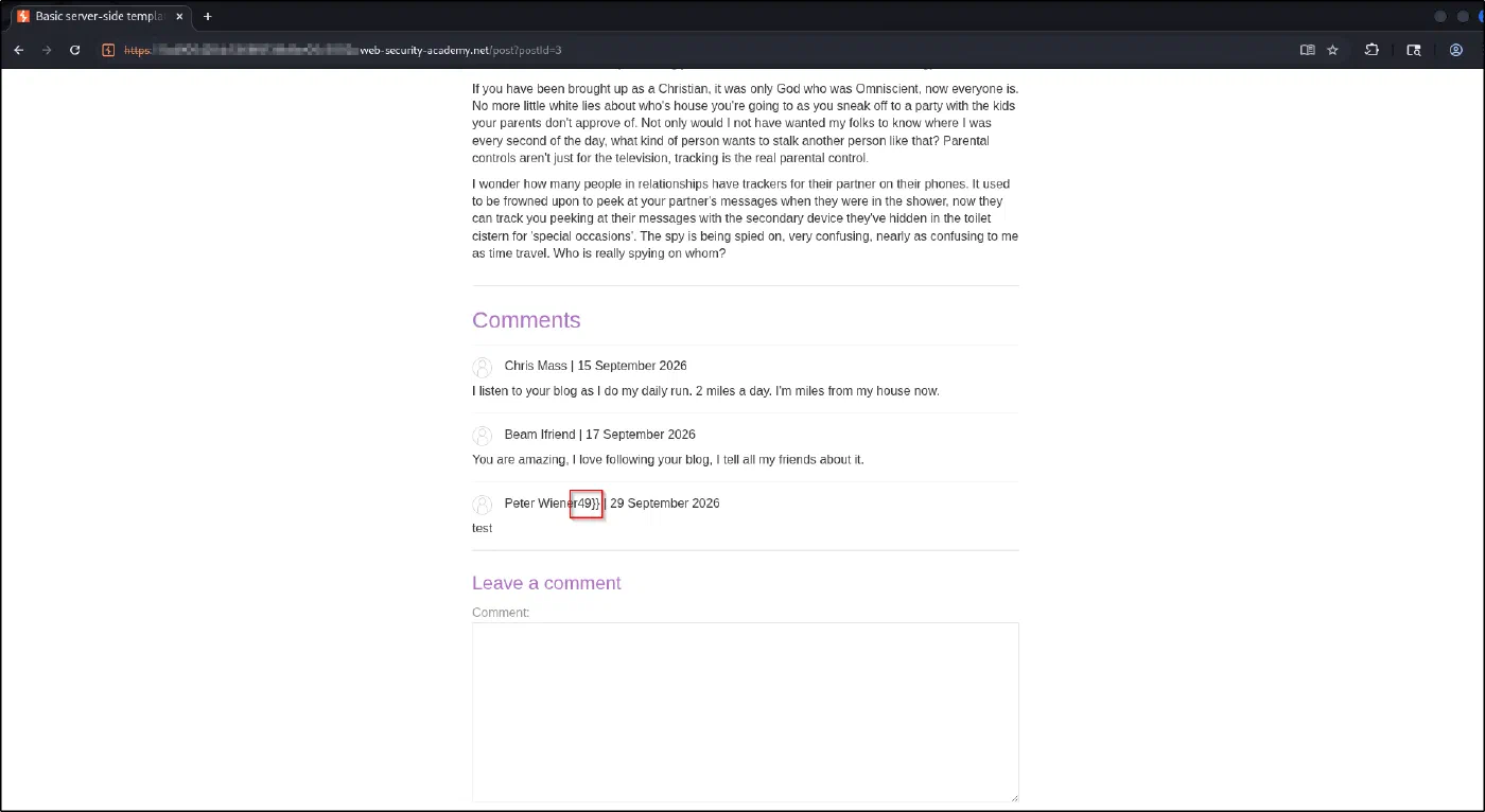 The comment author renders as Peter Wiener49: 7*7 was evaluated on the server.