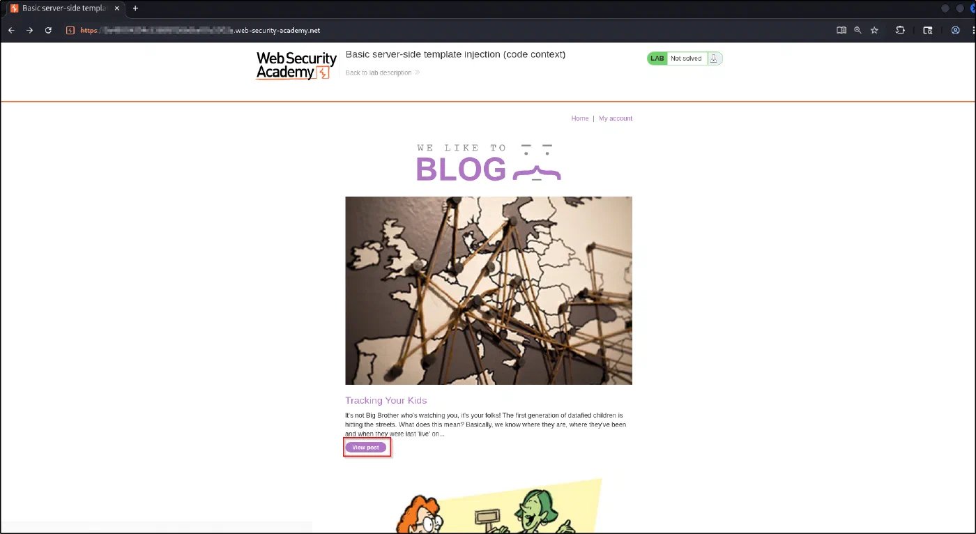 Open any blog post to reach the comments.