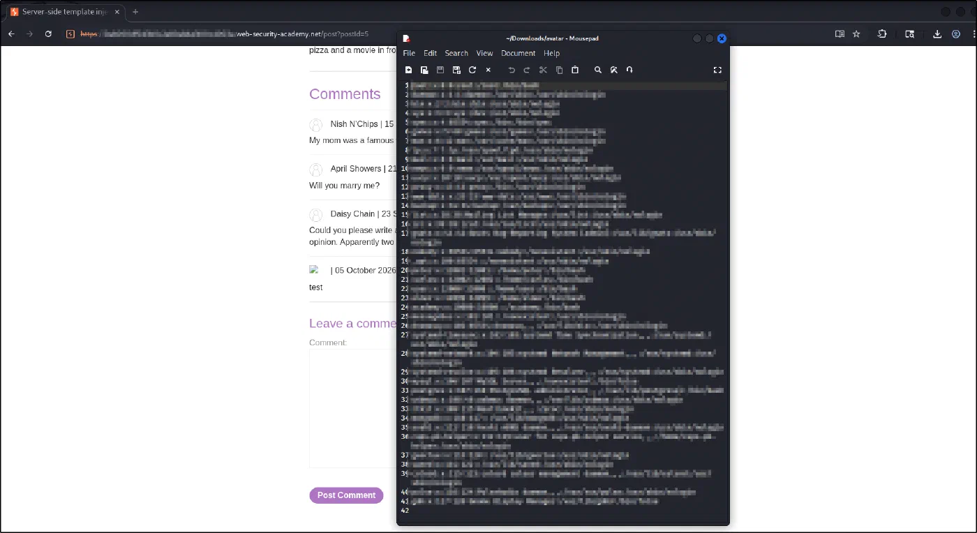 The downloaded avatar opened as text, showing /etc/passwd