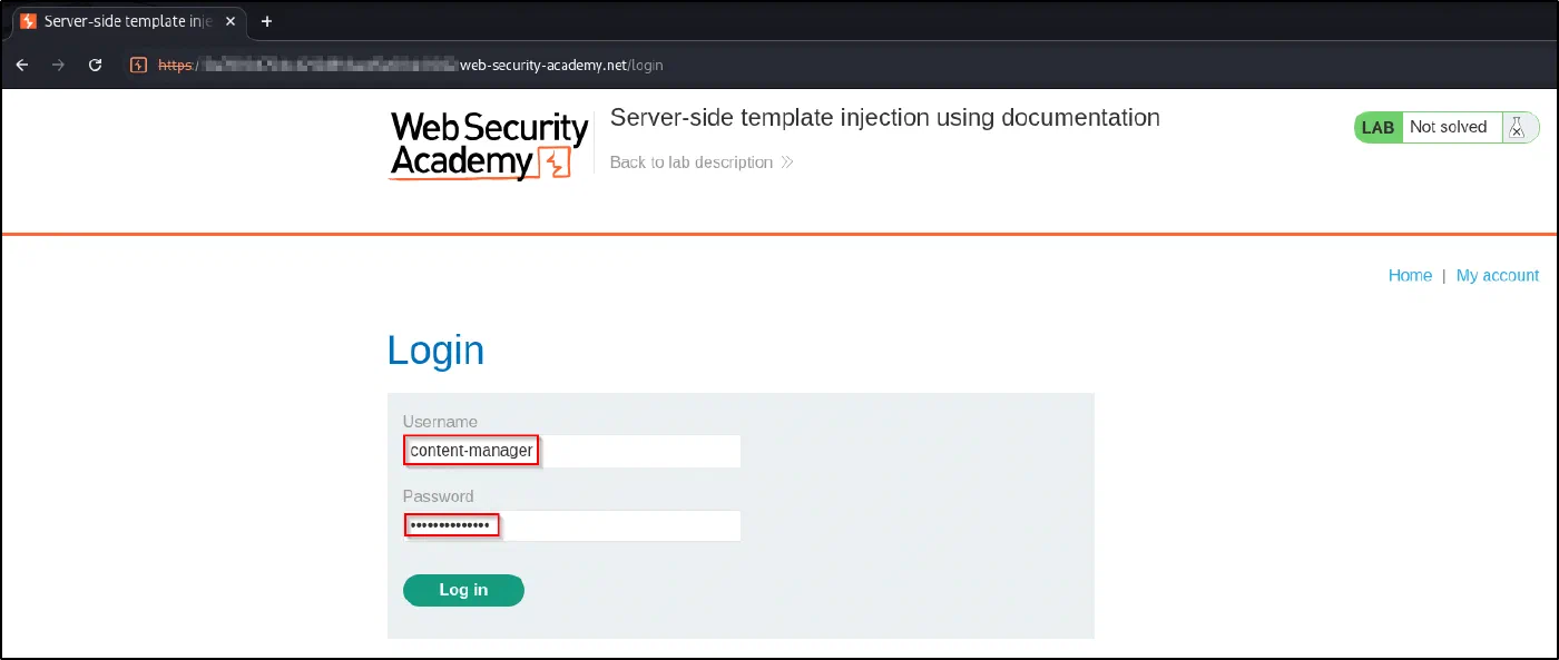 Log in with the provided content-manager credentials.