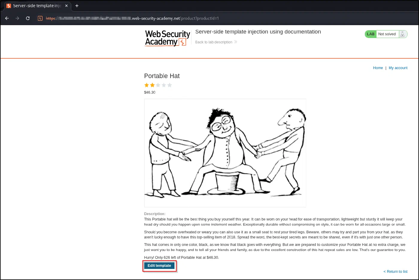 The product page exposes an Edit template button for content managers.