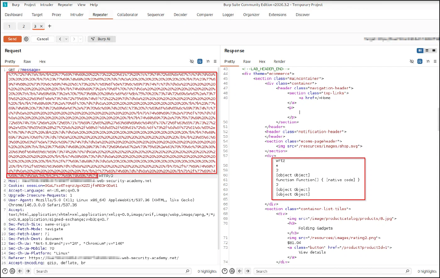 The chain resolves to the Function constructor: code execution is confirmed.