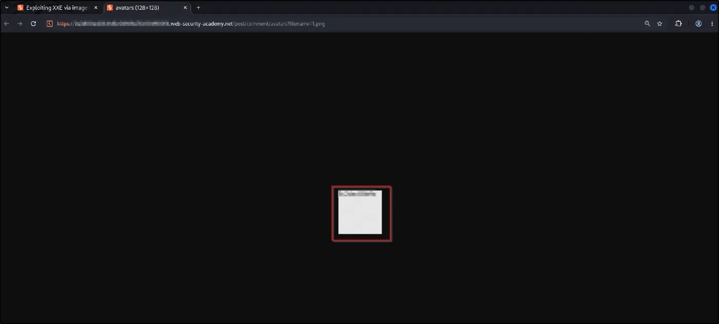 The avatar image opened on its own at the avatars endpoint, showing the rendered /etc/hostname text