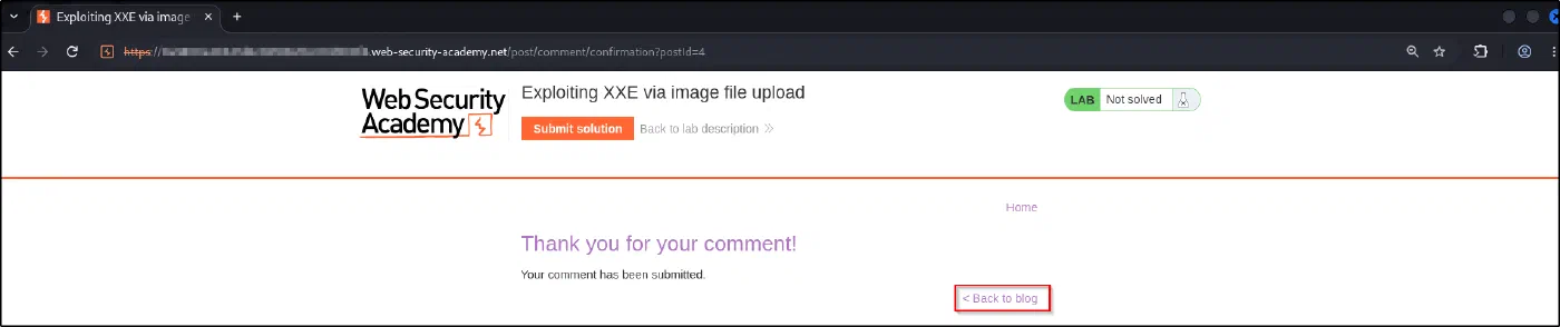 The comment confirmation page: Thank you for your comment!